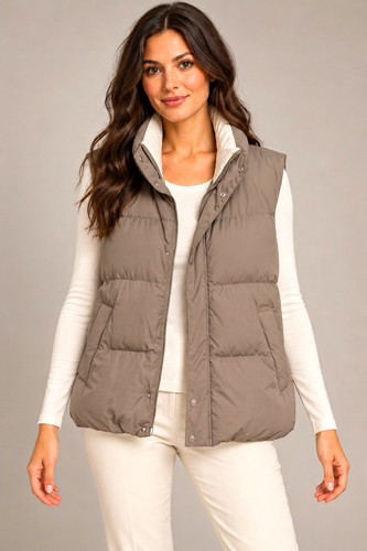 Damen steppweste taupe kurz - steppweste,